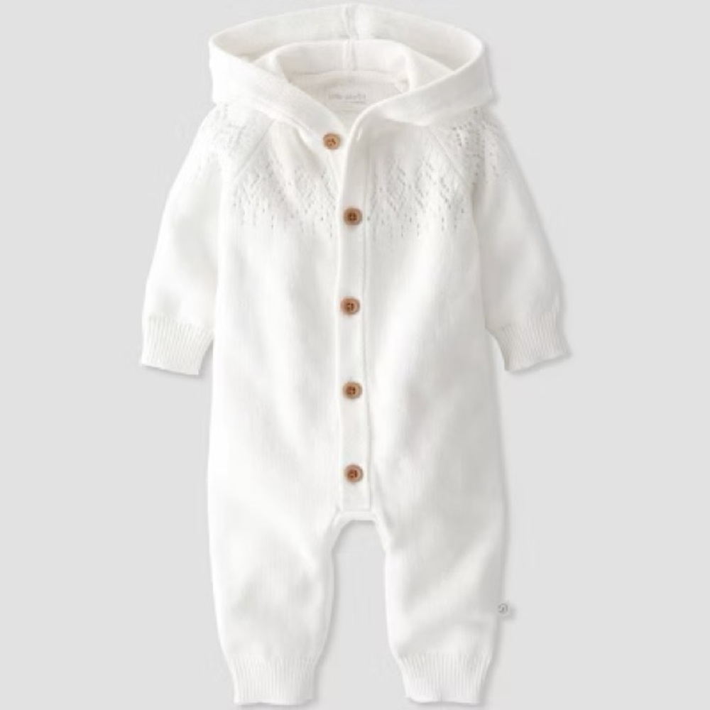 ❄️ Carters Organic Little Planet Hooded Cream Sweater Jumpsuit
